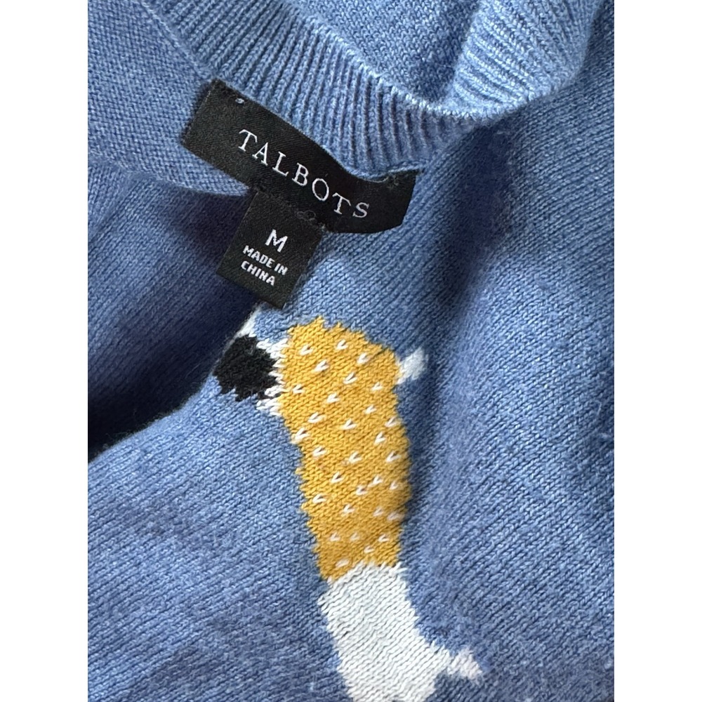 Talbots Chambray Blue Dachshund Weiner Dog Novelty Pullover Sweater M/Medium EUC - Picture 6 of 8